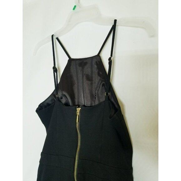guess jumpsuit women Black Small tight bodycon form fitting sleeveless gold zip‎ - Picture 7 of 16